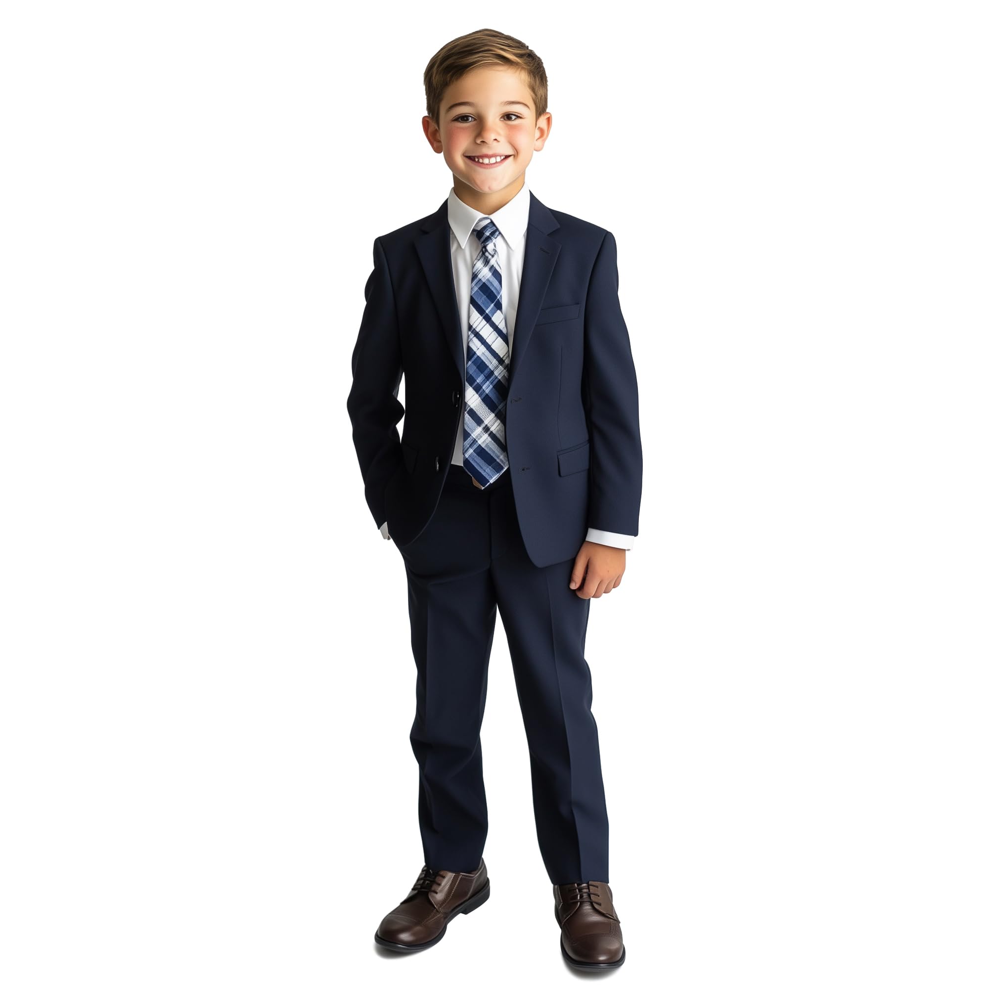 Photo 1 of Haggar Boys' 4-Piece Suit, Dress Shirt & Tie Set, Navy/White