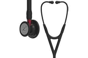 3M Littmann Cardiology IV Diagnostic Stethoscope, 6200, More Than 2X as Loud, Weighs Less, Stainless Steel Black-Finish Chestpiece, 27" Black Tube, Red Stem, and Headset