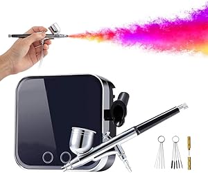 Fantexy Multi-Purpose Airbrush kit with Compressor, Portable Mini Air Compressor Gravity Feed Airbrush Set for Makeup,Cake Decorating, Nail Art,Painting, Tattoo, DIY Modeling with Cleaning Set