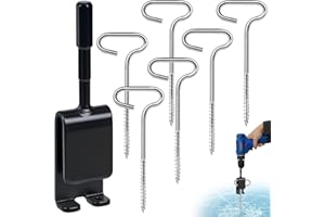 RGQSUN Ice Fishing Anchor Tool Kit,Ice Anchor Drill Adapter with 6 Ice Fishing Tent Stakes,Ice Shanty Anchors Power Drive Drill for Setting up Ice Fishing Shelter Tent