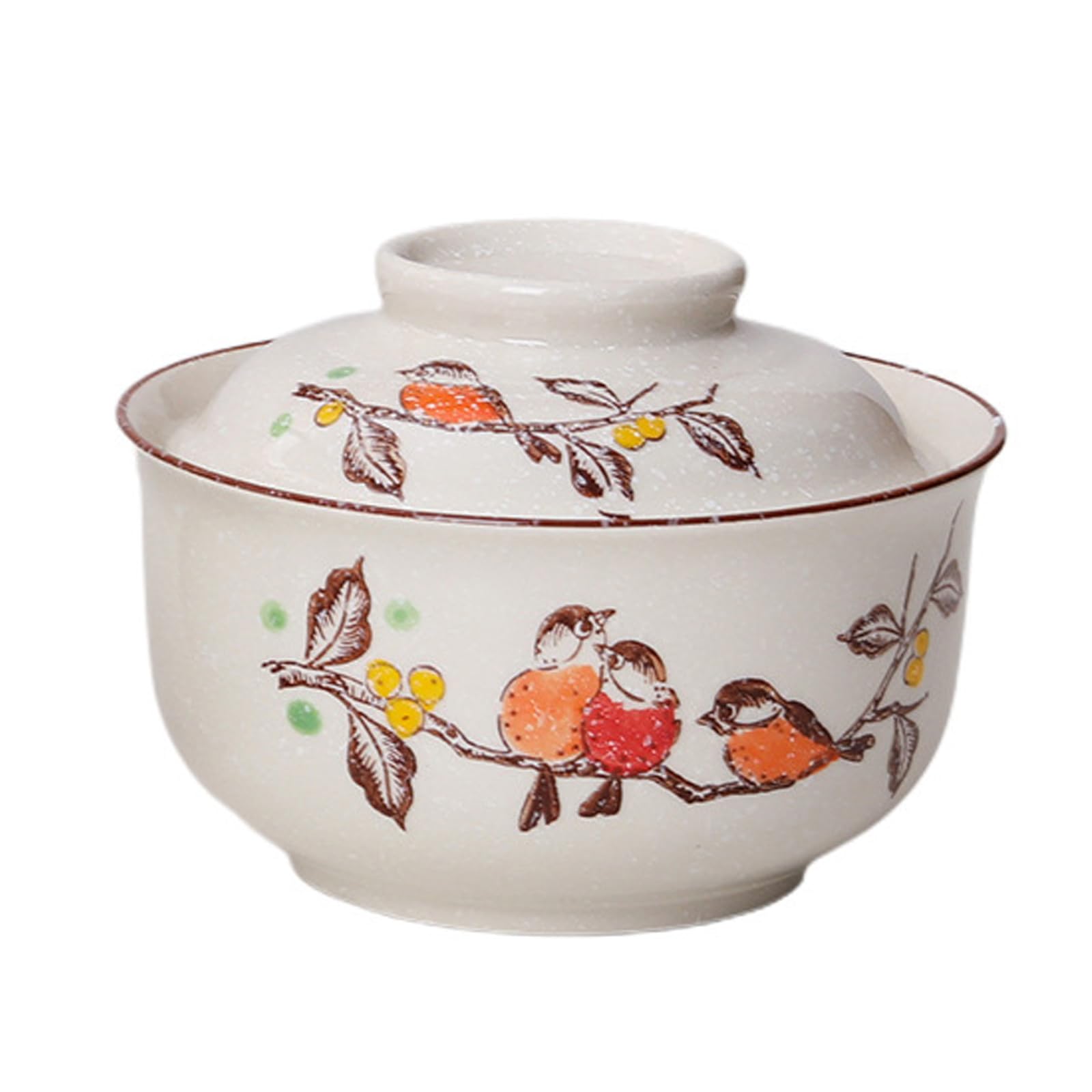 Ramen Bowl, Ceramic Ramen Bowl Set with Lid, 800 ml Soup Bowls, Pho, Japanese Vintage Ramen Bowl for Cereals, Soup, Asian Tableware, Microwave and Dishwasher Safe
