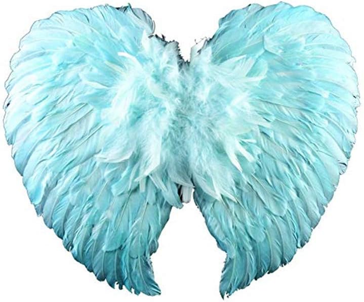 Jackcell Angel Wings Feather and Halo Costumes, Dress up Fancy Cosplay Party for Kids Adults (Small 17.7’’ X 13.8’, Blue