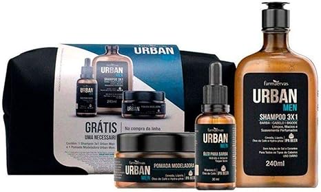 Kit Urban Shampoo + Óleo + Pomada- Necessarie, Urban, Incolor/Branco Transparente, pacote de 3