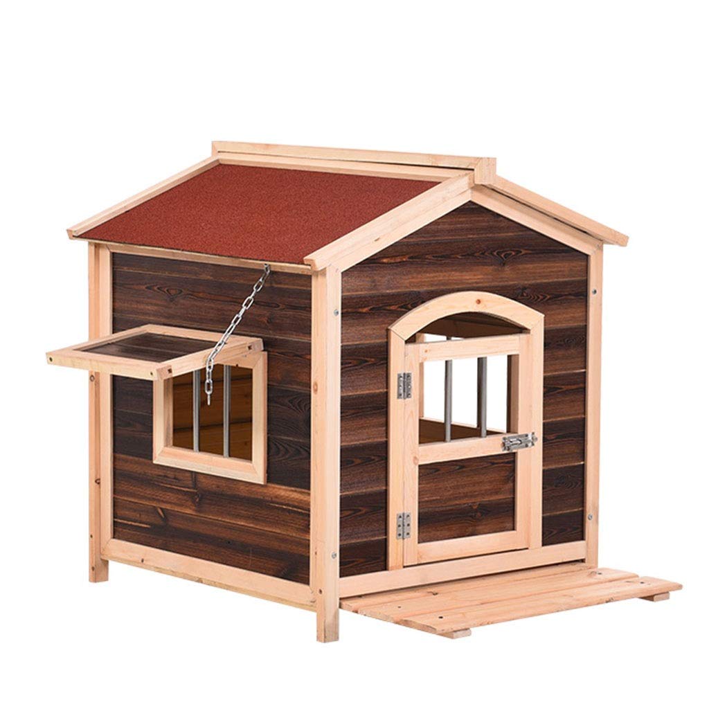 Brown B07pp3nzq1 Brown 55 65 65cm Color 78 85 cm 犬小屋 屋外犬小屋純木防水防錆ペット巣窓付きドア四季ペット家 78 85 cm Brown 犬小屋ケージ Size 犬小屋 保存版