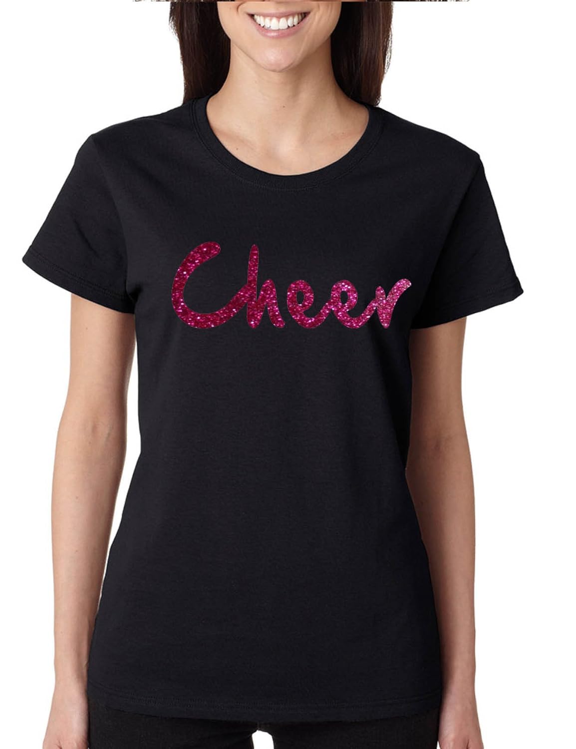 T Shirt Cheer Glitter Print Cheerleader Gift Cute Tee 8418 Jznovelty