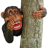 Bits and Pieces - Monkey Tree Hugger - Garden Peeker Yard Art - Outdoor Tree Hugger Sculpture Garden Decoration