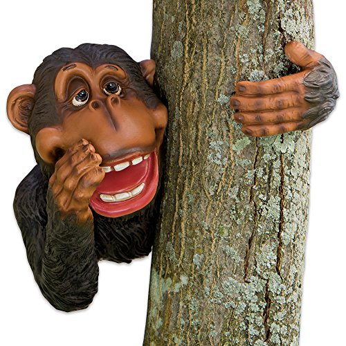 Bits and Pieces - Monkey Tree Hugger - Garden Peeker Yard Art - Outdoor Tree Hugger Sculpture Garden Decoration