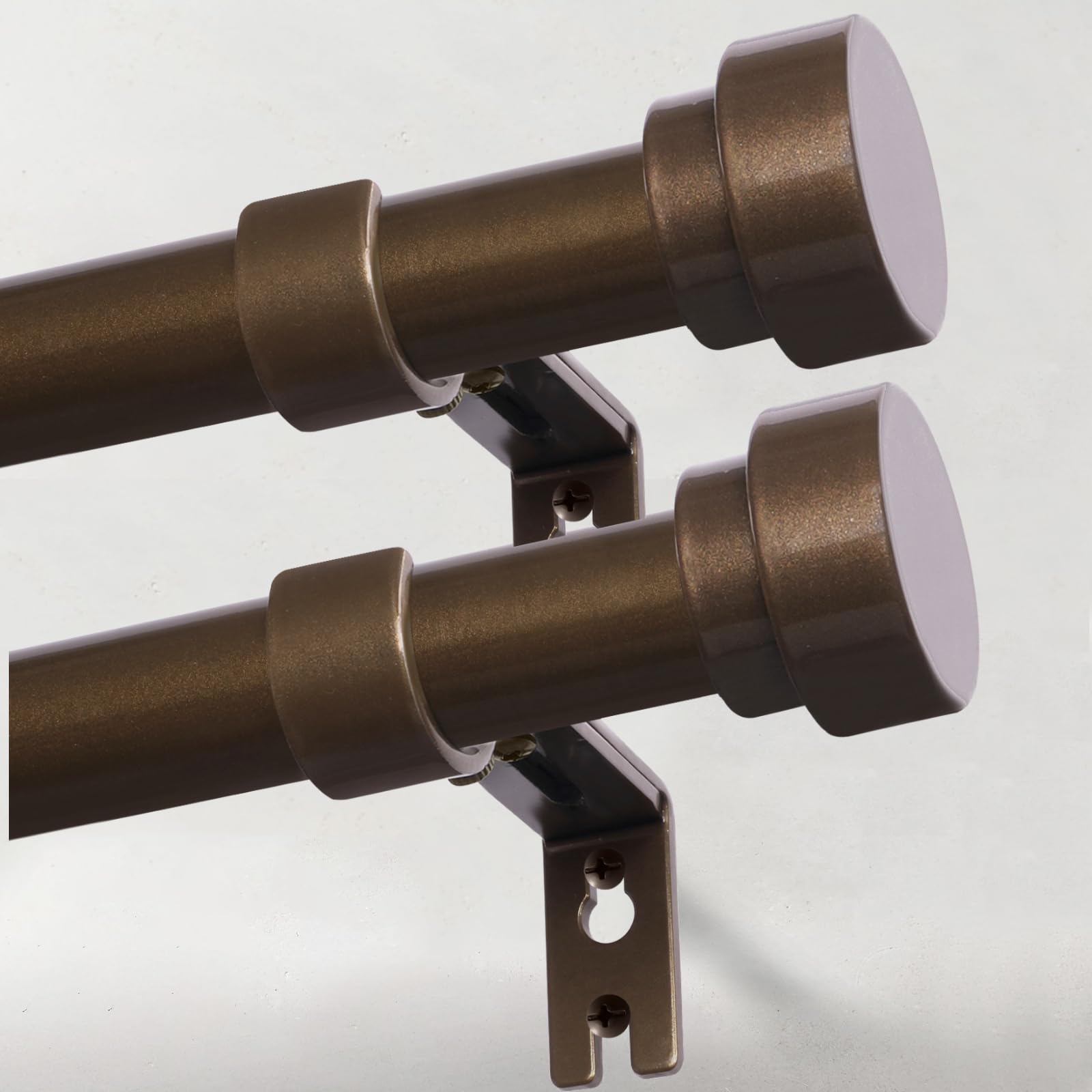 Photo 1 of IFELS Heavy Duty Curtain Rods for Windows 48 to 84 Inch, 1 Inch Bronze Curtain Rods Set of 2 Pack for Outdoor Patio, Farmhouse, Bedroom, Kitchen, Adjustable Easy Install Drapery Rod (Bronze,30-90-2p)