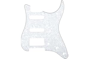 Musiclily HSS 11 Hole Strat Guitar Pickguard Scratch Plate for Fender USA/Mexican Made Standard Stratocaster Modern Style Parts,4Ply White Pearl