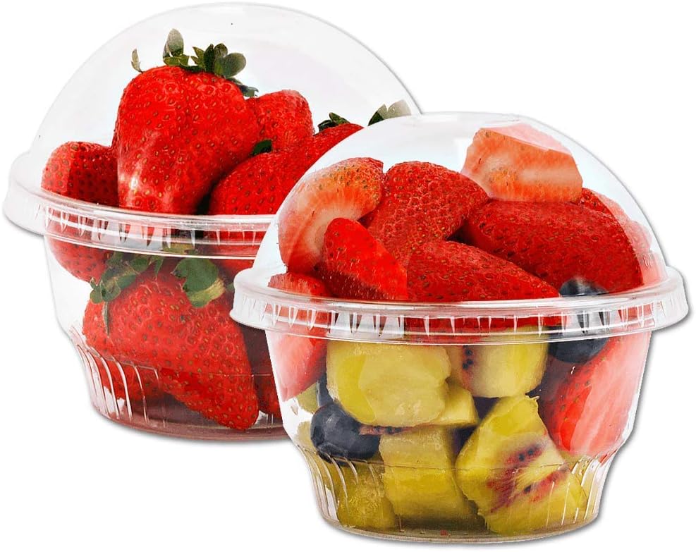 10 oz Clear Plastic Dessert Cups with Dome Lids No hole - 20 Sets Disposable Snack Bowls for Ice Cream, Parfait, Banana Pudding, Jello and Individual Desserts at Party, Fruit Cup with No Leaks