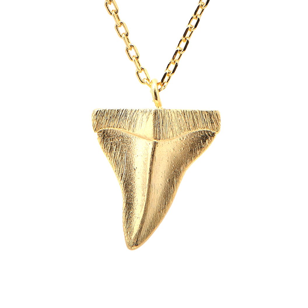 Spinningdaisy Handmade Brushed Metal Shark Tooth Necklace