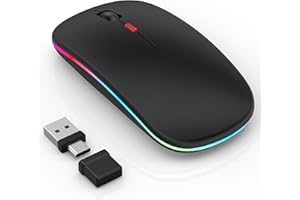 LED Bluetooth Mouse for MacBook Air/Laptop/iPad - Built-in Mouse Jiggler & 4-Mode (Bluetooth 5.2/3.0 & 2.4GHz USB-A/C) Rechar