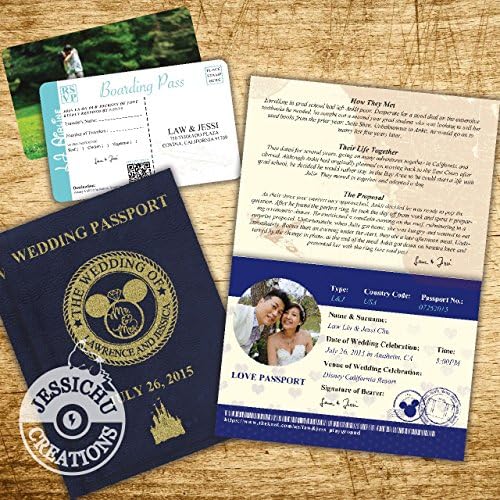Disney Passport &amp; Ticket Wedding Invitation, Programs, Save the Date, Disneyland, Mickey, Disney World