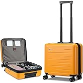 CENSIEN 16 Inch Carry On Luggage Airline Approved, Expandable Lightweight ABS+PC Hard Shell Suitcases with 360° Spinner Wheels, TSA Lock, YKK Zippers (Orange, 1 PC)