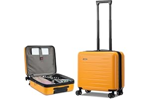 CENSIEN 16 Inch Carry On Luggage Airline Approved, Expandable Lightweight ABS+PC Hard Shell Suitcases with 360° Spinner Wheels, TSA Lock, YKK Zippers (Orange, 1 PC)
