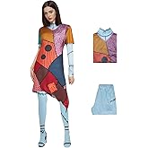 PAINEOMN Sally Costume Women Halloween Costume Funny Printed Slim A-Line Dresses Christmas Sally Dress for Adult Cosplay