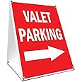 A-Frame Sidewalk Valet Parking with Arrow Sign with Graphics On Each Side | 18" X 24" Print Size