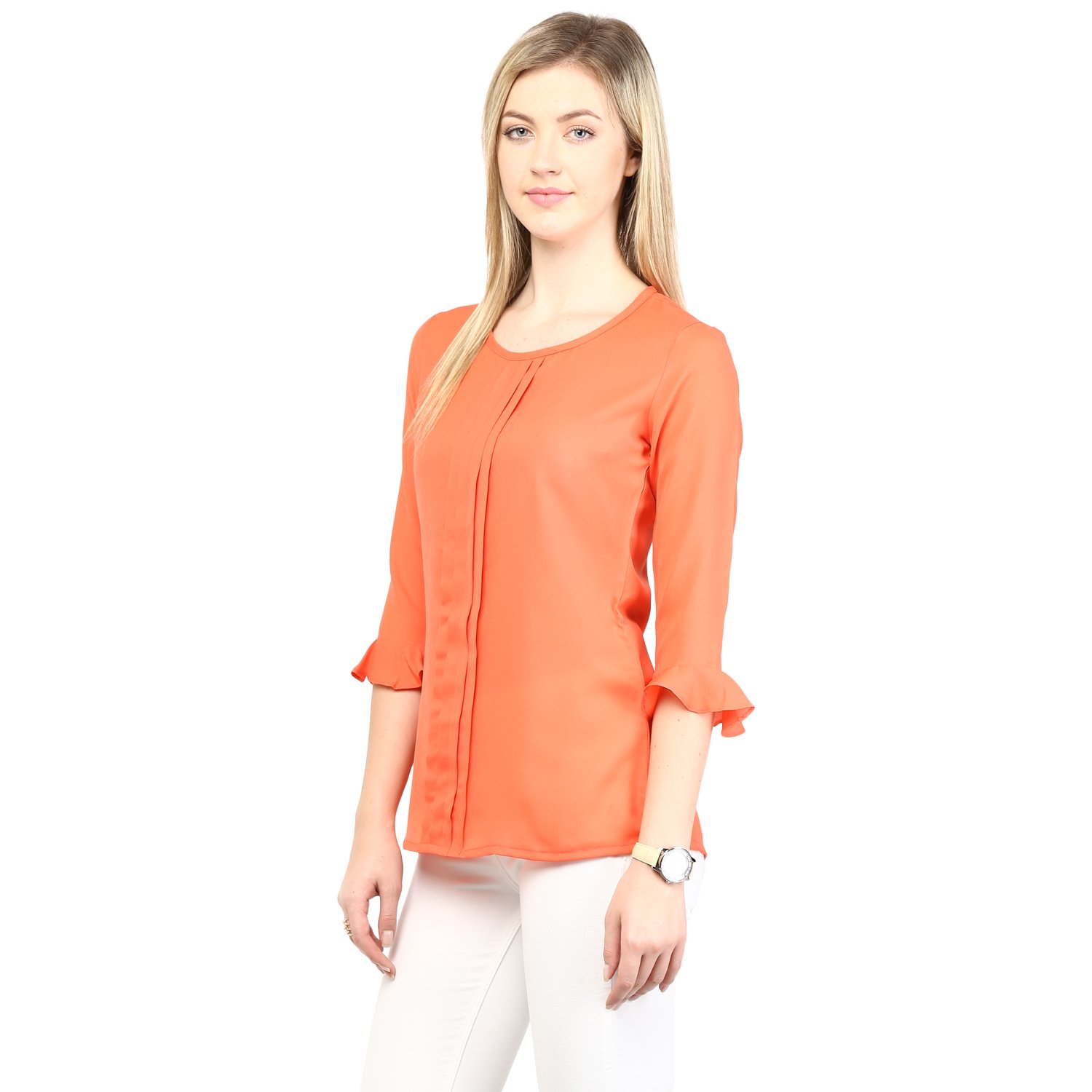 rare coral orange printed top (ep1008)