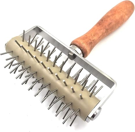 Amazon Com Time Saver Pizza Dough Roller Docker With Wood Handle For Pizza Cookie Cake Pie Pastry Bread Dough Stainless Steel Kitchen Dining