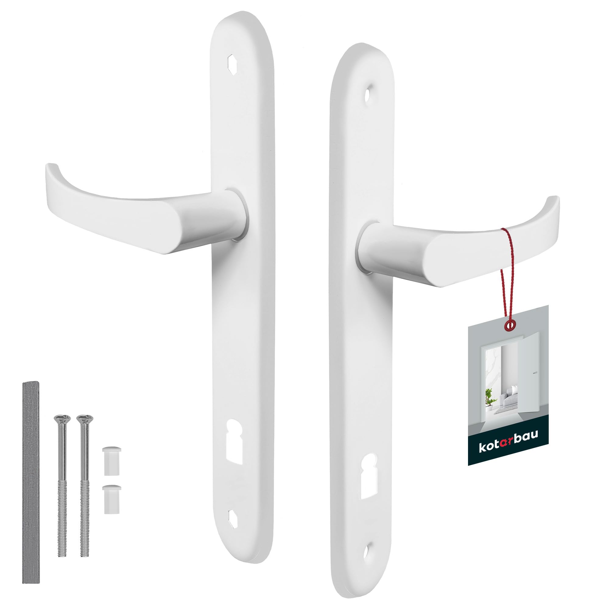 KOTARBAU Door Handle 90 mm Right Left Deadlock White Door Fitting Door Handle Door Handle Set Room Door Long Plate Aluminium