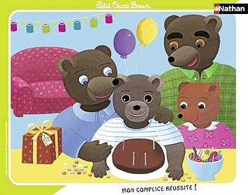 Nathan 4005556861361 - Marco de 35 Piezas para cumpleaños, puzle, Cascabel, niños, Jugar, Juguete niña de 3 años, Oso marrón: Amazon.es: Juguetes y juegos