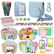 Xpix Accessory Kit for Fujifilm Instax Mini 8, 8+ & 9 includes, (Blue) Case, Album, selfie mirror, colored close up Lenses, 40 film frames, 12 color markers & Complete Bundle