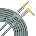 Tisino Guitar Cable 10 ft, 1/4 inch Cable Straight to Right Angle Guitar Cord Instrument Cable for Electric Guitar, Bass, Amp, Keyboard, Mandolin - Green