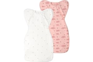 KNIROSE Baby Sleep Sack Swaddles for Newborn 0-3 Months, Arms Up Swaddle Blanket 2 Packs Cotton, Hands Up 3-Way Transitions to Arms-Free Wearable Sleeping Sack Bag for Boys Girls Snug Fit Calms Startle Reflex