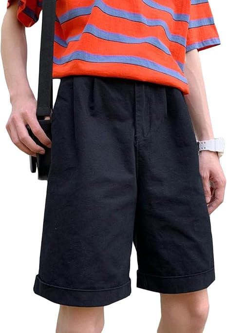Amazon Bscool ハーフパンツ メンズ ゆったり 半ズボン 無地 短パン リゾート ファッション ビーチ ショートパンツ 薄 ショーパン 韓国 黒 ビーチショーパン 夏 ショートパンツ 通販