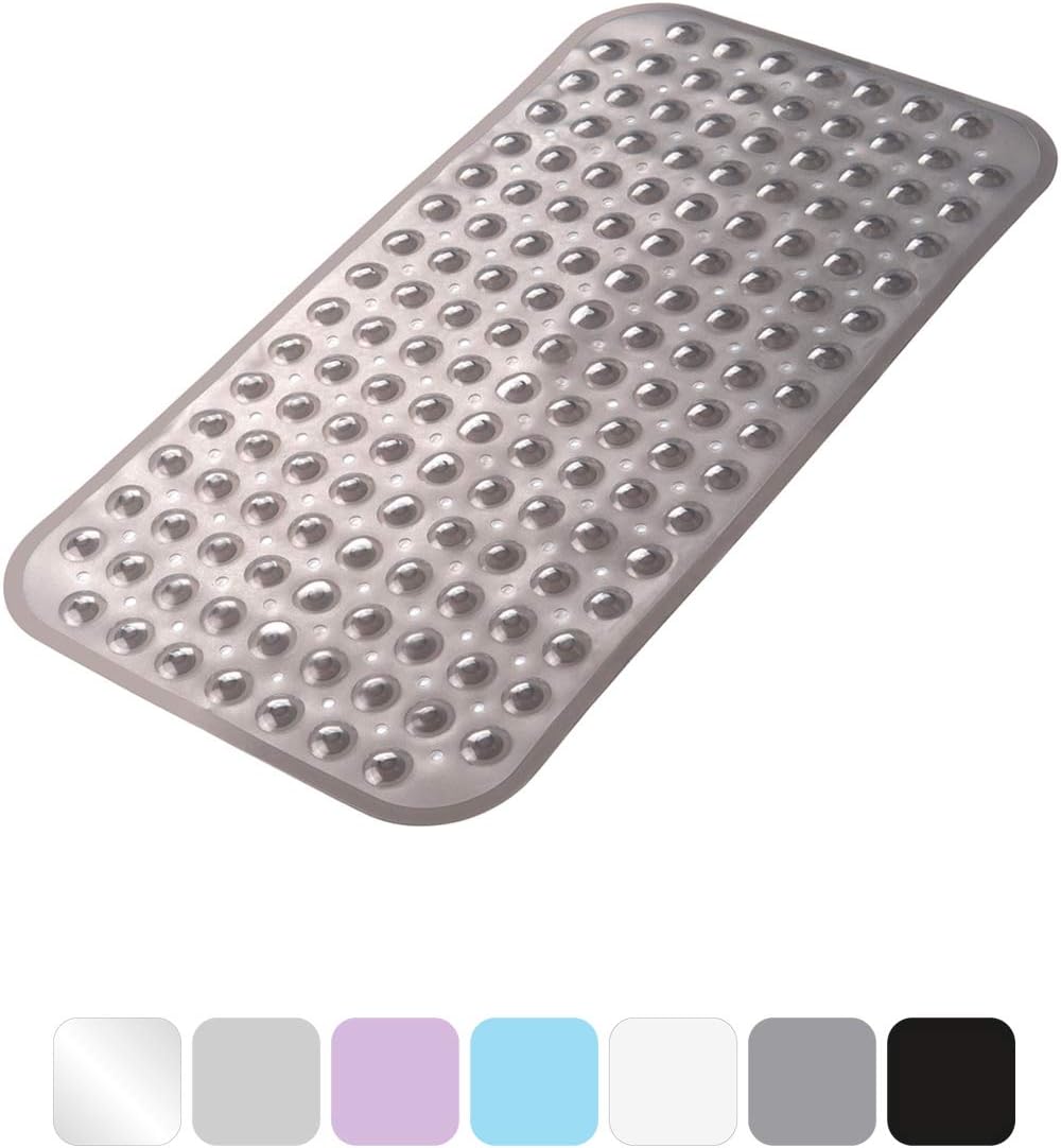 AmazerBath Bath Tub Mat, Medium Size 27.6 x 15 Inches Non-Slip Shower Mats with Suction Cups and Drain Holes, Bathtub Mats Bathroom Mats Machine Washable (Clear): Home & Kitchen