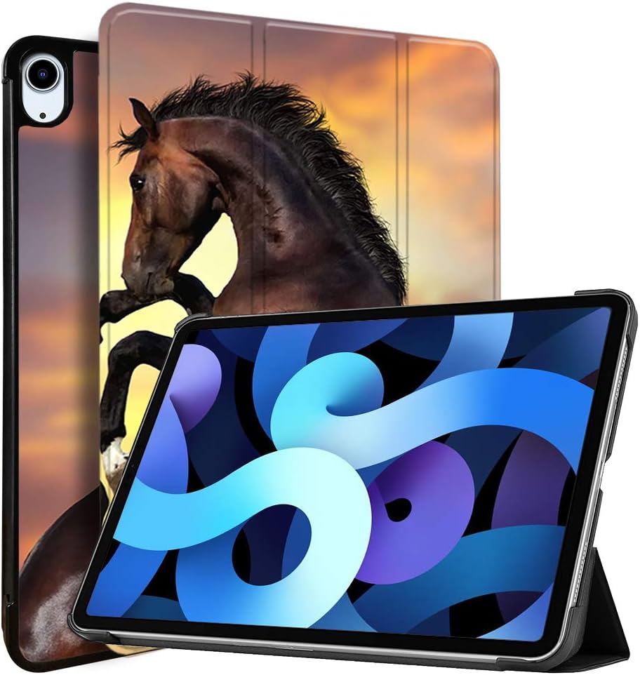 MTAOTAO for Newest iPad Air 4 10.9 / iPad Pro 11 2018 - Slim Lightweight Trifold Stand Case with Auto Sleep/Wake [Support Apple Pencil Charging], PU Leather Cover for iPad Air 4 2020,Akhal-Teke Horse