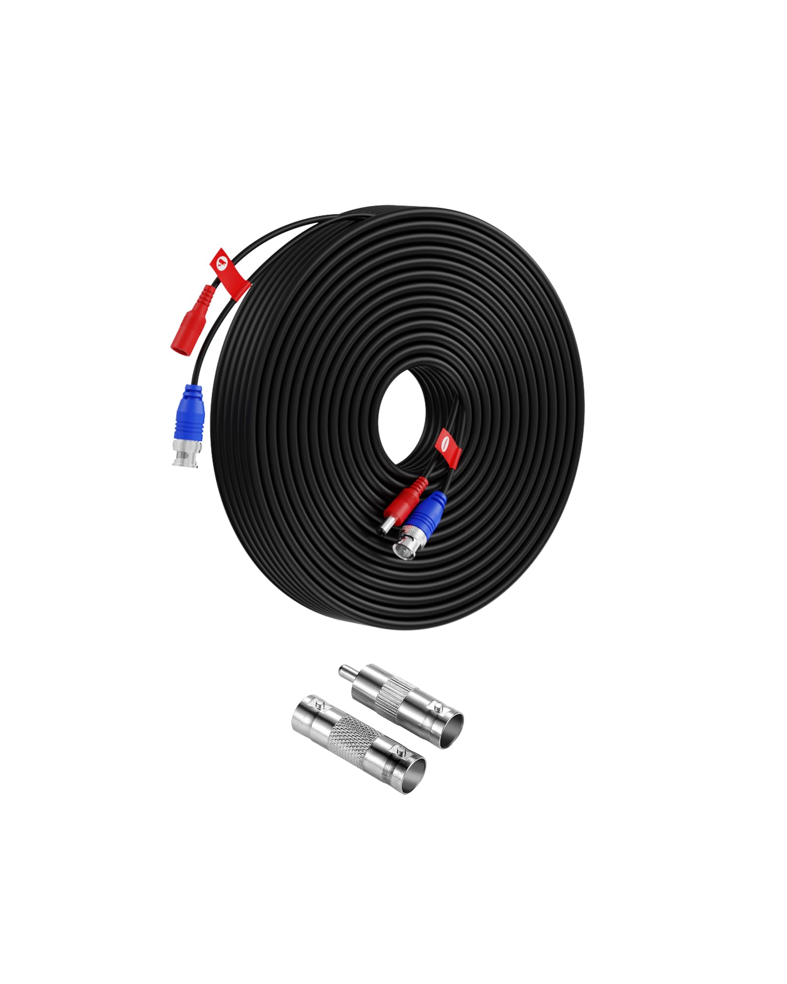 Anlapus 60 Feet BNC Video Extension Cable For 720P/1080P/5MP/4K HD Camera DVR System, Included 1X BNC Connector and 1X RCA Adapter