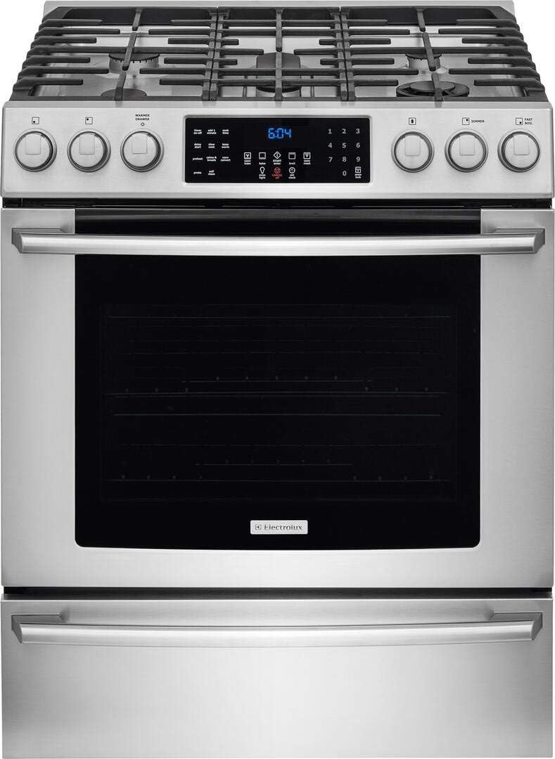EI30GF45QS 30" ADA Compliant Front Control Gas Range with 5 Sealed Burners 4.5 cu. ft. Capacity Oven Min-2-Max Gas Burner IQ-Touch Controls Warmer Drawer and Temperature Probe in Stainless Steel