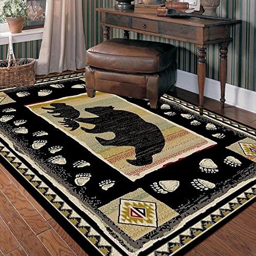 Rug Empire Take the Lead Rustic Lodge Area Rug, Black Bea, 3'11" W x 5'3" L