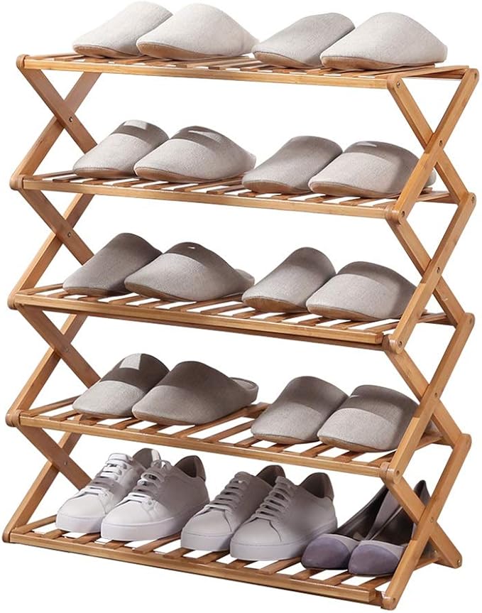 BENCONO Shoe rack Folding Bamboo Shoe Rack