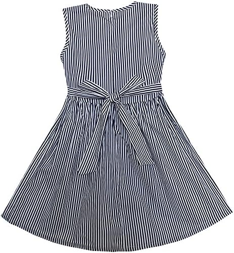 Shybobbi Girls Dress Blue Stripes Rabbit Belt Cotton Party Birthday Baby Kids Clothing