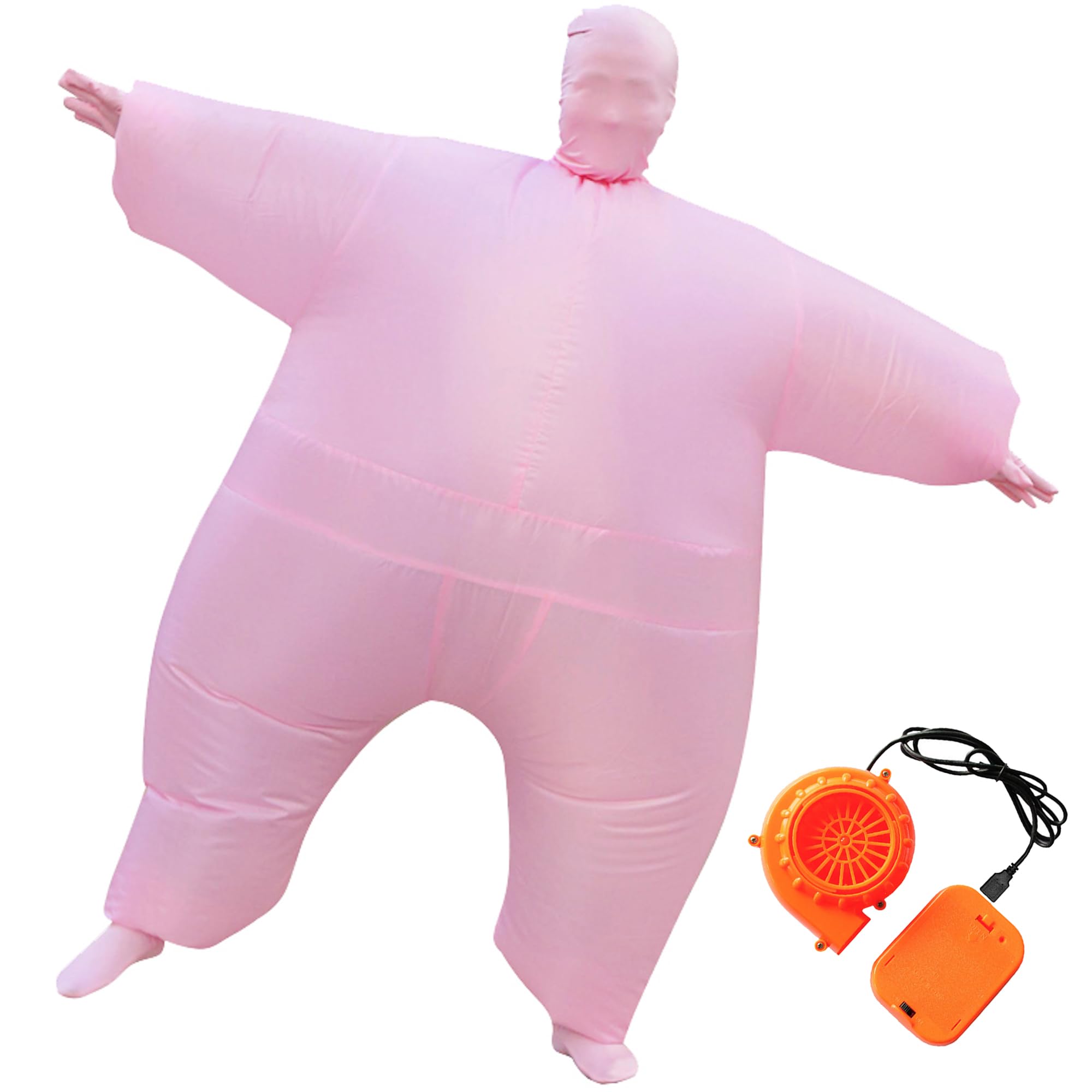 Pohotobooth Props Ltd Adult Inflatable Fat Chub Mega Suit - Blow Up Second Skin Costume Fancy Dress Outfit in Different Vibrant Colours (Light Pink)