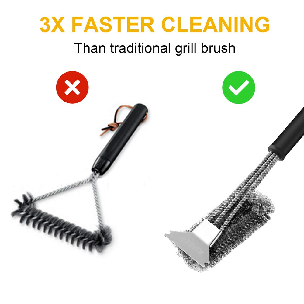 Kuger BBQ Grill Brush and Scraper, Barbecue Wire Grill Brush 18\