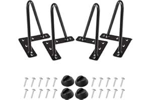 MSOBAIW 6 Inch Hairpin Legs, Heavy Duty Metal Table Legs for Cabinet, Wardrobe, TV Cabinets, Drawers, Nightstand, 3/8" Dia Satin Black Two-Rod Iron Wire for DIY Furniture