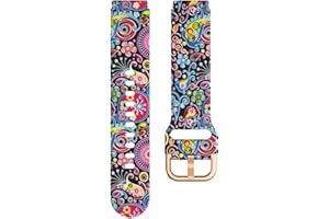 COOVS 18mm Painting Silicone Watchband for Garmin Vivoactive 4S Vivomove 3S Smart Watch for Garmin Venu 2S/Active S Wristband Bracelet (Color : H, Size : 18mm)