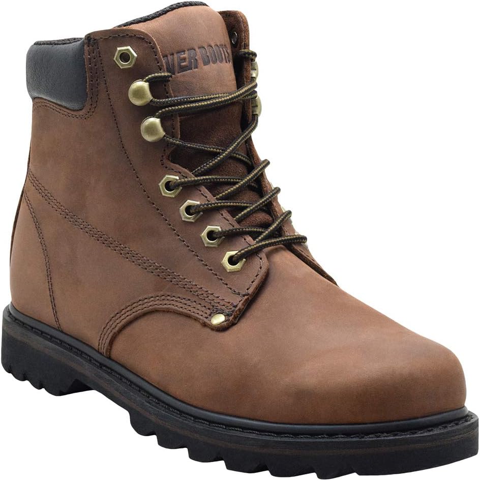 EVER BOOTS "Tank Men's Soft Toe Oil Full Grain Leather Work Boots Construction Rubber Sole