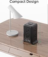 Kemelo Tower Extension Lead with USB Ports 3x USB-A 1x USB-C 8 Outlets 2M view 7