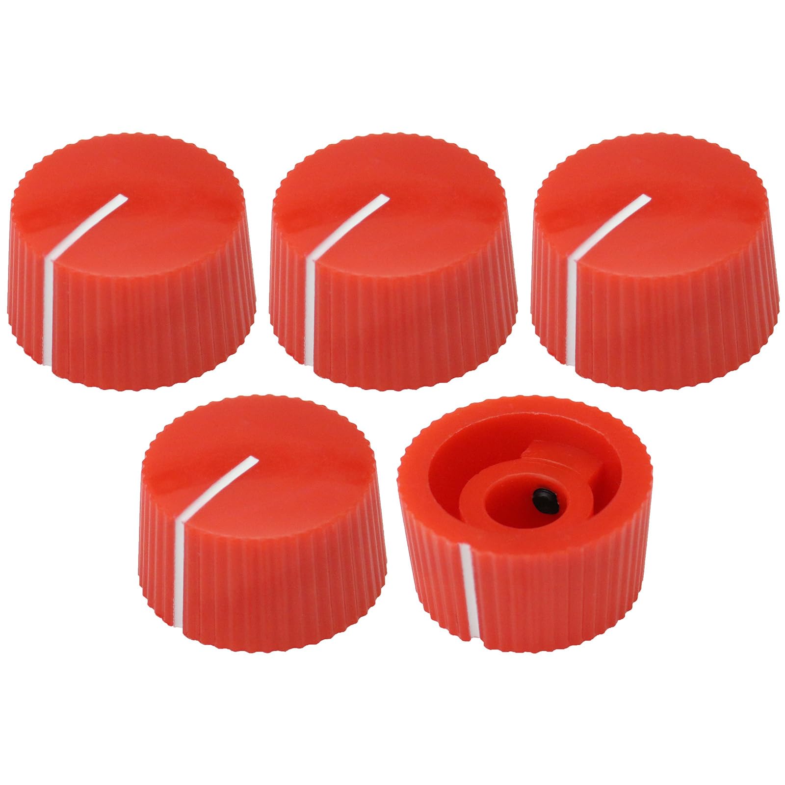 6.4mm Round Hole Wide Instrument/Equipment Control Knob Pack of 5 (Red) — image 1