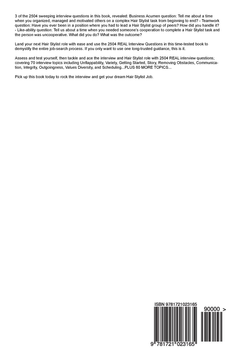 Hair Stylist Red Hot Career Guide 2504 Real Interview Questions