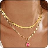 Mesovor Gold Crystal Layered Necklaces for Women Trendy, 18K Gold Plated Statement Crystal Pendant Necklace | Birthstone Necklace Jewelry Gifts