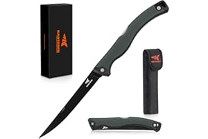 KastKing Folding Fillet/Fishing/Camping/Hunting Knife, Razor Sharp G4116 German Stainless-Steel Blade, Non-Slip Handles, 13 ½ inch overall Length, only 7 ½ inch folded, Includes Sheath