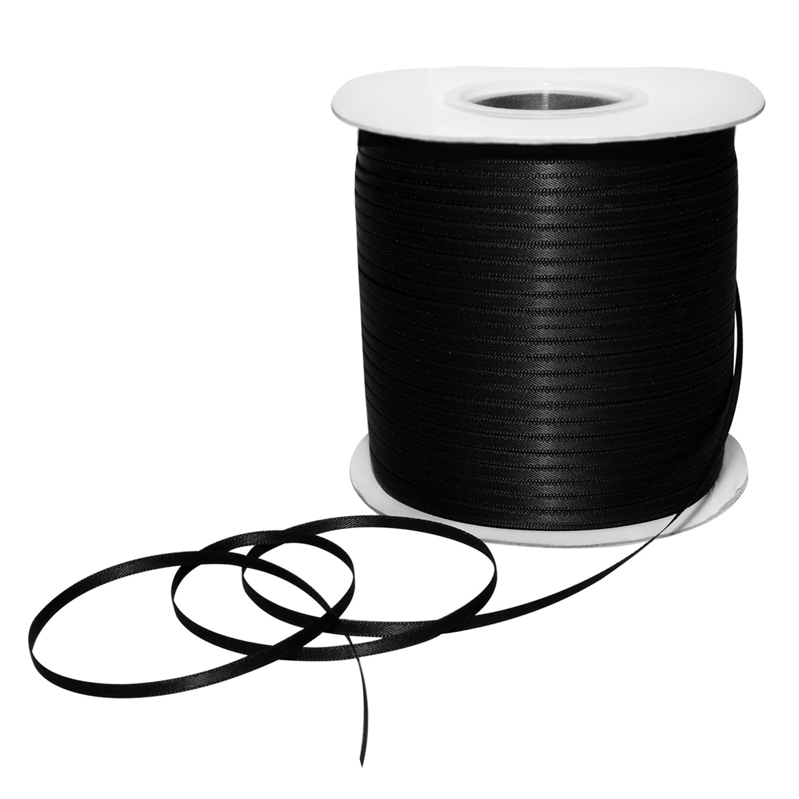 Morex Ribbon Double Face Satin Ribbon 1/8" X 500 YD Natural Black Ribbon for Gift Wrapping, Birthday Gift Cards, Satin Dress for Women, Silk Ribbons for Crafts, Wedding Gifts for Couple Image