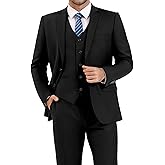 LUPURTY 3 Piece Suits for Men Slim Fit Men's Suit for Business Wedding Party 2 Button Blazer Tuxedo Set Jacket Vest Pants