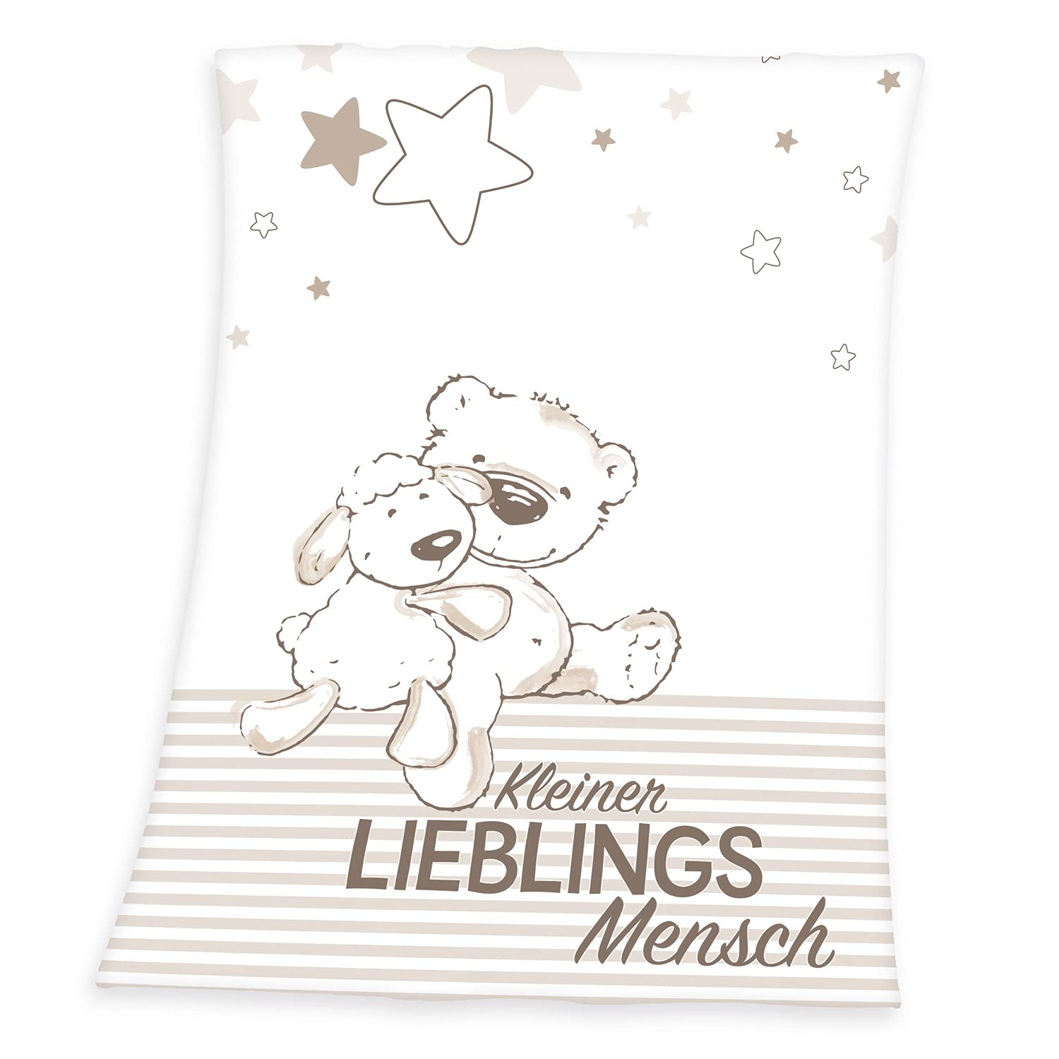 Herding Fynn Baby Blanket, Lieblingsmensch Motif, 75 x 100 cm, Microfiber Fleece, White