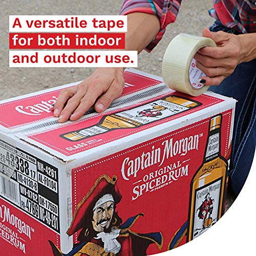 XFasten Filament Duct Tape, Transparent, 2 Inches x 30 Yards, Extreme Fiberglass Reinforced Cross Strapping Tape
